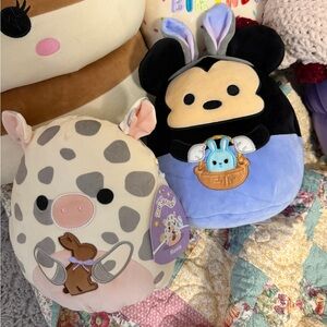 Squishmallows Rosie & Mickey Mouse bunny Duo - Cream, Gray, Pink, Blue, Black